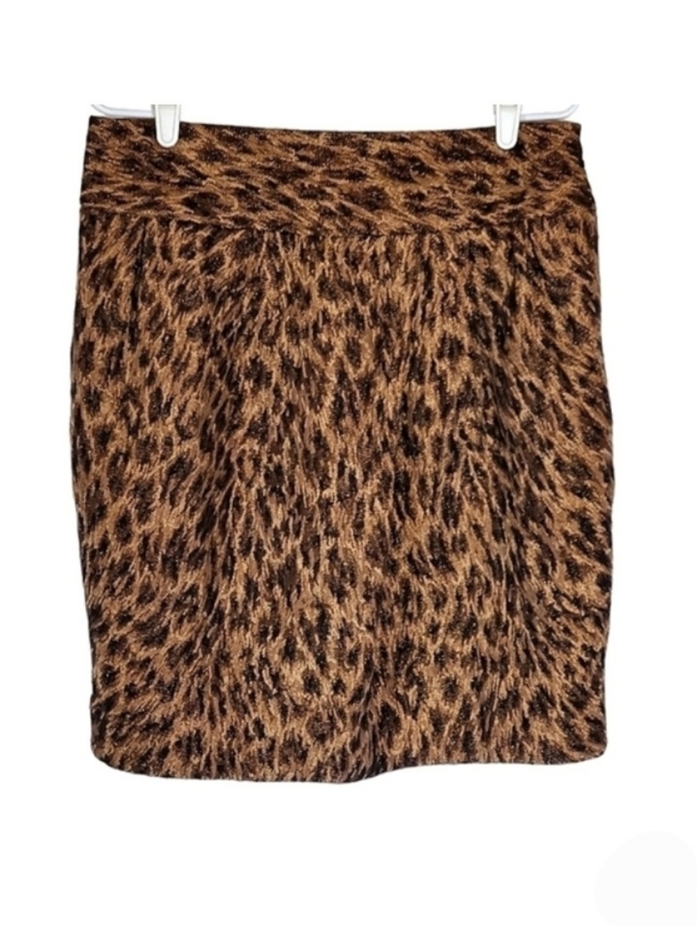 7142 * Adrienne Vittadini Metallic Animal Print Mini Skirt Size 12